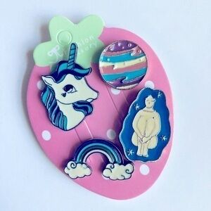 🍒 5/$25 🍒 Enamel Pins Blue Unicorn